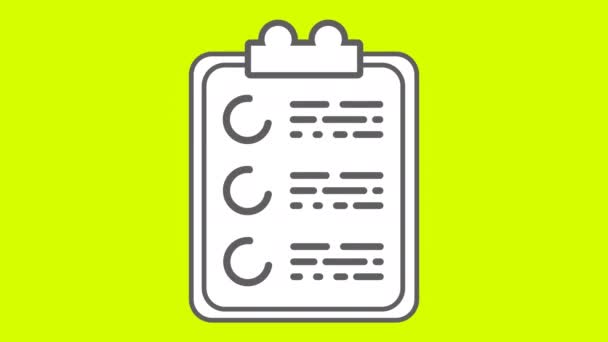 Сделать Список Буфера Обмена Бумажный Лист Контрольный Лист Анимации Зеленый — стоковое видео