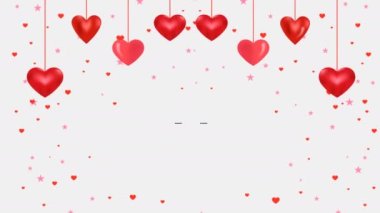 Sevgililer Günü tipografisi: Yeşil Ekran. 3D Red Heart Confetti 'nin dekoratif romantik arka planında dilek dostlarını ve ailesini selamlıyorum. Sevgililer Günü Partisi Teklifi.
