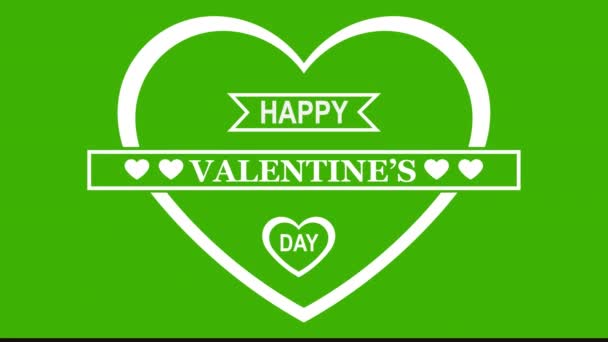 Sevgililer Günü Tipografisi Yeşil Ekran Aşk Çizgisi Kalpleri Dekoratif Romantik — Stok video