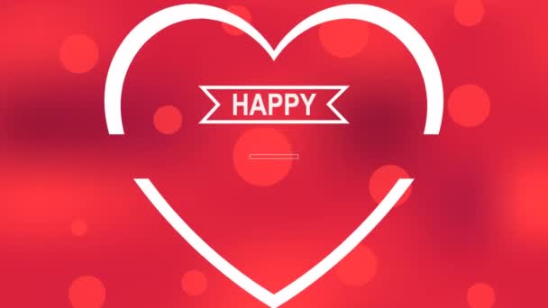 San Valentín Celebración Tipografía Fondo Animación Colgante Corazones Rojos Confetti — Vídeos de Stock
