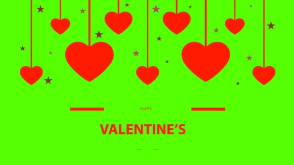 Dia Dos Namorados Tipografia Celebração Tela Verde Linha Amor Corações — Vídeo de Stock