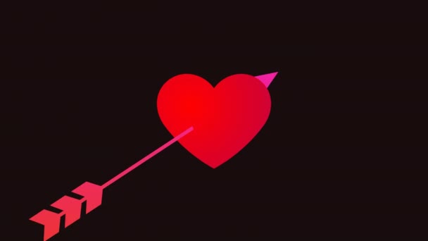 Стріла Вдарив Червоне Серце Розлучення Розпадається Концепція Анімації Альфа Каналу — стокове відео