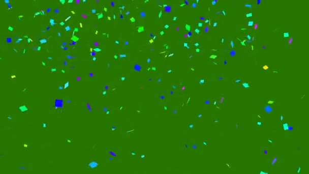 Multicolor Confetti Explosion Festlig Overlay Animation Grön Skärm Confetti Fallande — Stockvideo