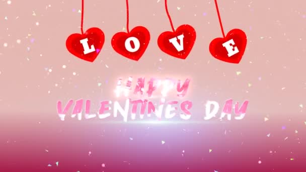 Walentynki Dekoracyjne Świąteczne Romantyczne Tło Animacji Serce Tekstem Love Litery — Wideo stockowe