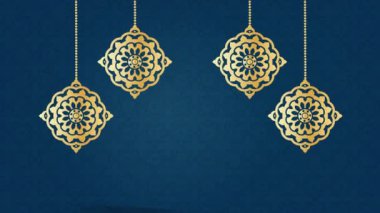 Ramazan kareem İslami arka plan animasyon fotokopi uzayı. Geleneksel mandala desenli altın rengi İslami selamlar. Ramazan Mübarek İslami festival dekoru Kutsal Ay kutlaması.