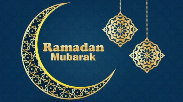 Ramadan Kareem Islamic Background Animation Crescent Moon Moving Traditional Mandala — Stock Video