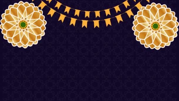 Animación Fondo Islámico Ramadán Ramadán Kareem Decorativo Buntings Mandala Girando — Vídeos de Stock