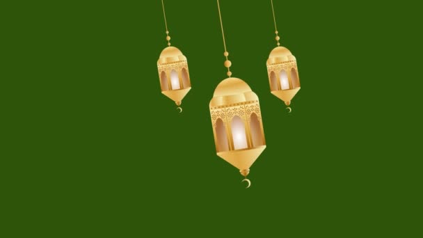 Lanterna Ramadan Pendurado Balançar Direita Esquerda Animação Tela Verde Ramadan — Vídeo de Stock