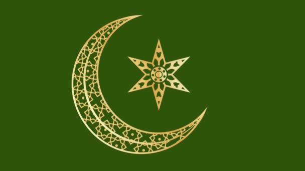 Ramadan Ημισέληνο Αστέρι Κρέμεται Και Swing Δεξιά Και Αριστερά Πράσινο — Αρχείο Βίντεο