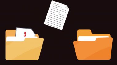 Dosya aktarım dizini dizin animasyonu Alfa Kanalı 'na. Dosya kopyalama ve yapıştırma yükleme ve indirme kavramı. Belge, Görüntü, Resim ve PDF Dosyaları, Veri Yedekleme Ekranı Aktarılıyor.