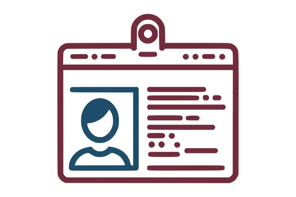 Profil simgesiyle kimlik kartı. Fotoğraflı ulusal kimlik belgesi. Kimlik doğrulama kartı, kimlik doğrulama rozeti Kullanıcı veya profil kartı, kişisel kimlik doğrulama.
