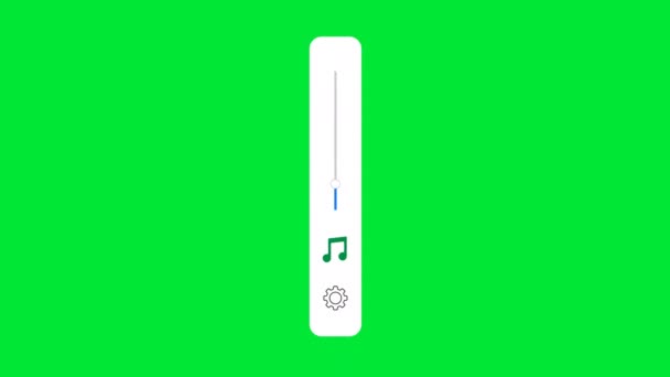 移动音量下降滑动条动画绿色屏幕 音量控制关闭静音按钮 扬声器声音设定控制面板 播放音乐音频滚动滑块 — 图库视频影像