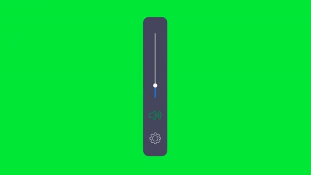 移动音量下降滑动条动画绿色屏幕 音量控制关闭静音按钮 扬声器声音设定控制面板 播放音乐音频滚动滑块 — 图库视频影像