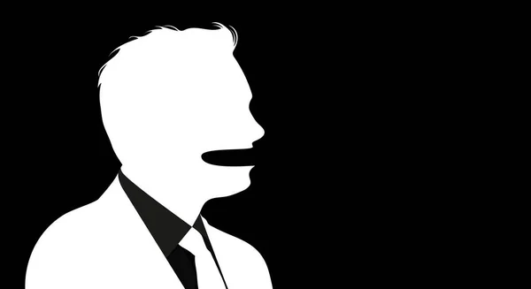 Young Man Head Profile Silhouette White Vector Silhouette Male Head — Stock Vector
