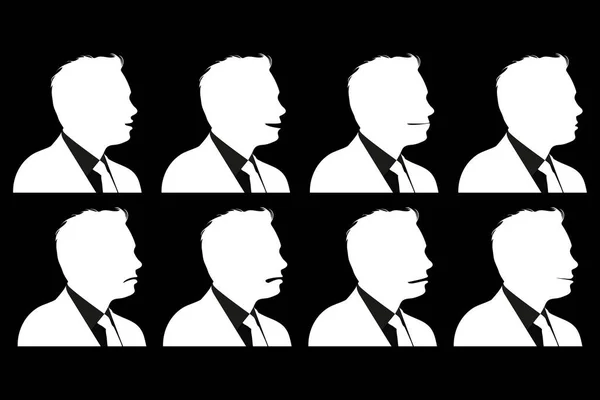 一个人的肖像 黑色上的分离向量 感情用事一个男人的轮廓 — 图库矢量图片