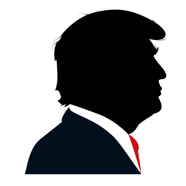 Silhouette Profile 45Th President United States Donald Trump Flat Vector — Stock Vector