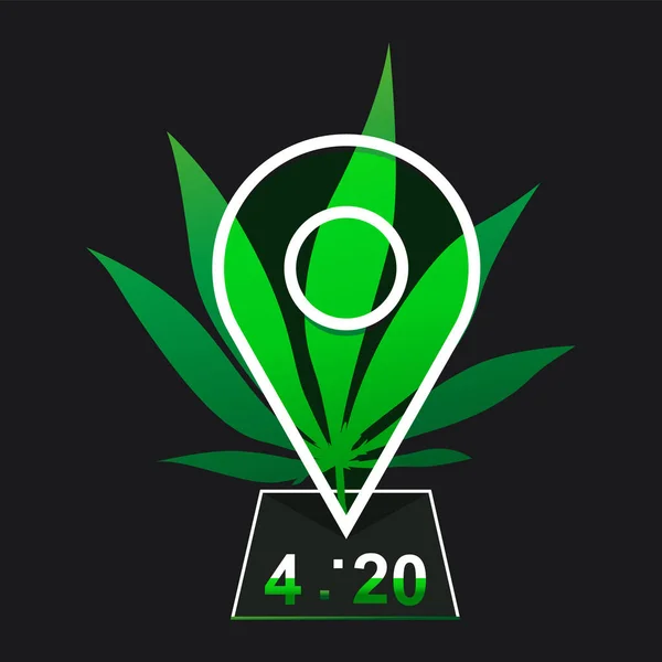 大麻叶和地方指针 April Celebration 420 — 图库矢量图片