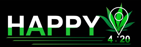 Happy Marijuana Leaf Cannabis Celebration Vector Lettering Design Aprile — Vettoriale Stock