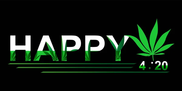 Happy Marihuana Blatt Cannabis Feier Vektor Schriftzug Design April — Stockvektor
