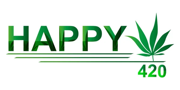 Happy Marijuana Leaf Cannabis Celebration Vector Lettering Design Avril — Image vectorielle