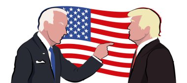 Donald Trump 'ın önünde Joe Biden' ın canlandırması. ABD başkanlık seçimi illüstrasyonu