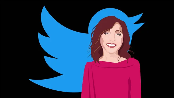 För Twitter Linda Yaccarino Porträtt Linda Yaccarino Twitter Logo — Stock vektor