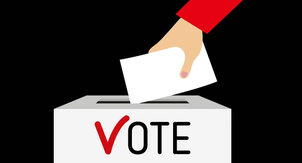 Électeur Tient Une Enveloppe Dans Main Sur Bulletin Vote Voix — Image vectorielle