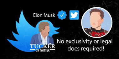 9 Haziran 2023 'te Elon Musk Tucker Carlson ve Twitter şovu hakkında yeni bir tweet yazdı. Elon Musk 'un Elon Musk ve Tucker Carlson' ın bir portresi.