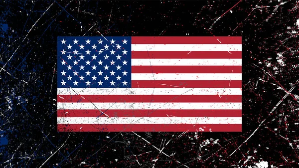 Drapeau Des États Unis Sur Une Texture Nombreuses Lignes Chaotiques — Image vectorielle