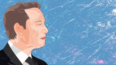 İş adamı Elon Musk 'ın portresi. Haziran 2023: Elon Musk, Tesla ve SpaceX 'in ünlü girişimcisi ve CEO' su, bir grunge arka planında metinleriniz için boş yer var..