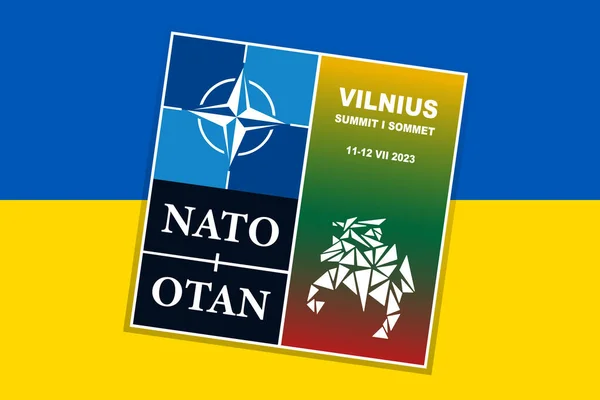 Логотип Саммита Нато Который Пройдет Вильнюсе Июле 2023 Года Фоне — стоковое фото