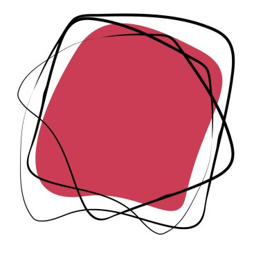 Kontürleri olan organik amip Viva Magenta. Sayısız siyah çizgili desenler