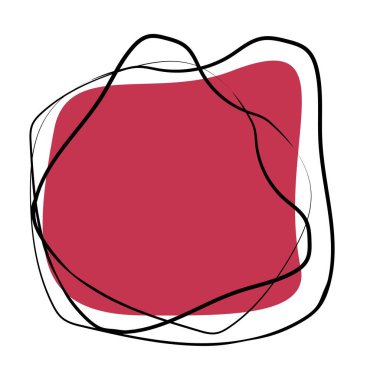 Kontürleri olan organik amip Viva Magenta. Sayısız siyah çizgili desenler