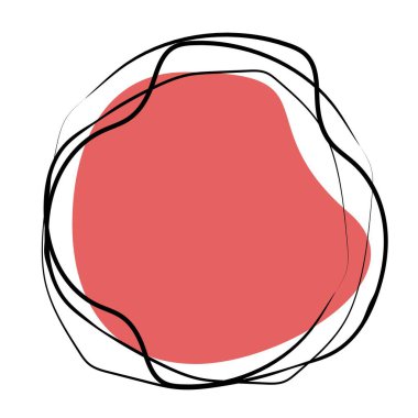 Kontürlü organik amip pembesi. Sayısız siyah çizgili desenler