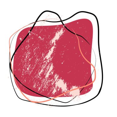 Sayısız siyah çizgileri olan desenler. Kontürleri olan organik amip Viva Magenta. Grunge desenli tasarım ögesi.