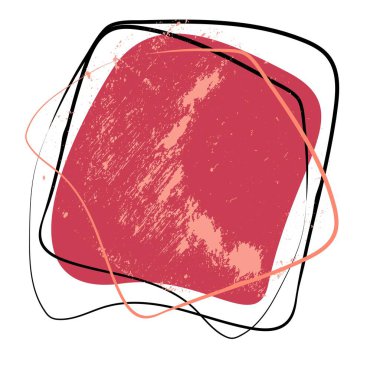 Kontürleri olan organik amip Viva Magenta. Sayısız siyah çizgileri olan desenler. Grunge desenli tasarım ögesi.