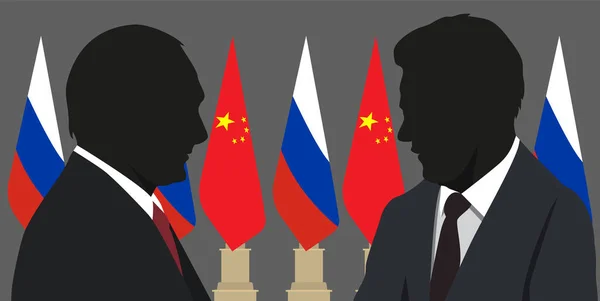モスクワだ 2023年3月20日 22歳 習近平国家主席とロシアのウラジミール プーチン大統領の会談中国の習近平国家主席とロシアのプーチン大統領のシルエット — ストック写真
