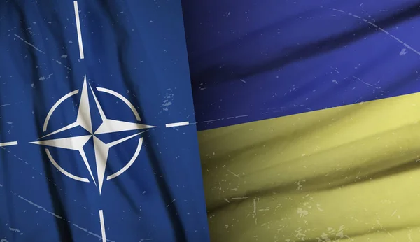 Флаг Организации Североатлантического Договора Нато Флаг Украины — стоковое фото