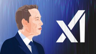 Elon Musk founded xAI. Elon Musk portrait and xAI inscription. July 12, 2023 Elon Musk announced the creation of xAI. clipart