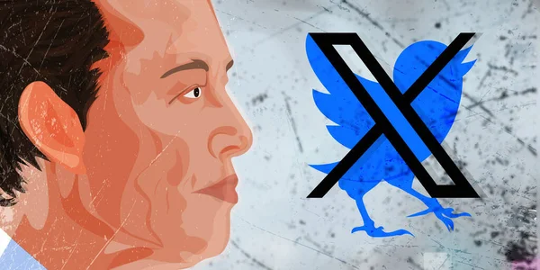 Juillet 2023 Elon Musk Propriétaire Twitter Change Logo Twitter Oiseau — Photo
