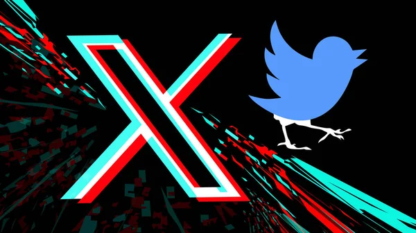 stock image July 24, 2023, Twitter owner Elon Musk changed the Twitter logo from a bird to an X. Twitter logo change