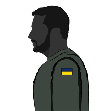 Beyaz arka planda izole edilmiş Ukrayna Başkanı Vladimir Zelensky 'nin silueti.