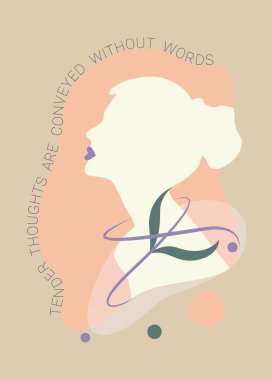 Nazik olumlama posteri. - Evet. Soyut figürleri olan kadın silueti..