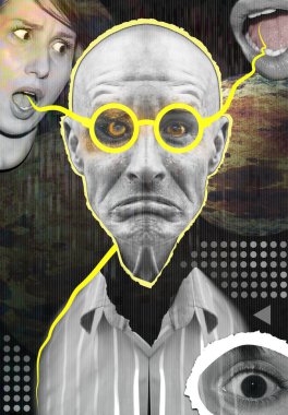 Çağdaş sanat kolajı. Kelimelerin dünya görüşü, özgüveni ve çevresindeki dünya görüşü üzerindeki etkisi..