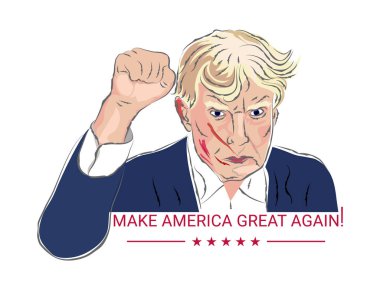 text of his election campaign slogan Make America Great Again Make America Great Again and portrait of Donald Trump clipart