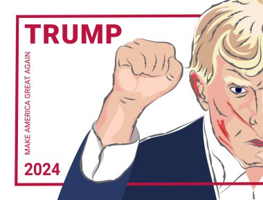 Seçim kampanyasının sloganı: Amerika 'yı Tekrar Büyük Yap Amerika' yı Tekrar Büyük Yap ve Donald Trump 'ın Portresi