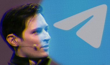 Ukrayna, 6 Eylül 2024 'te bu fotoğrafta Telegram uygulamalarının logosu ve Telegram kanalındaki sayfasında kurucusu Pavel Durov' un fotoğrafı var. Yarıton etkisi ve arıza efekti.
