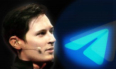 Ukrayna, 31 Ağustos 2024: Bu fotoğrafta Telegram uygulamalarının logosu ve Telegram kanalındaki sayfasında kurucusu Pavel Durov 'un fotoğrafı var. Arıza efekti.