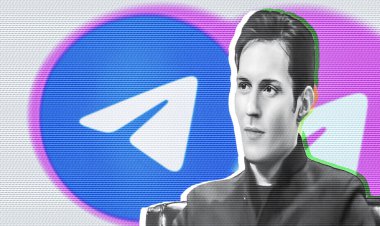 Ukrayna, Ekim 05, 2024: Bu illüstrasyon fotoğrafı Telegram uygulamalarının logosunu ve kurucu Pavel Durov 'un bir portresini gösteriyor. Editör illüstrasyon fotoğrafçılığı.