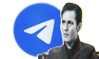 Ukrayna, Ekim 05, 2024: Bu illüstrasyon fotoğrafı Telegram uygulamalarının logosunu ve kurucu Pavel Durov 'un bir portresini gösteriyor. 